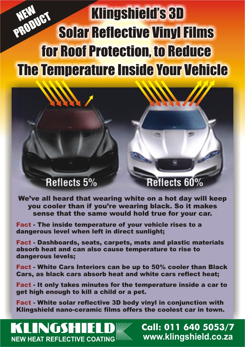Klingshield&rsquo;s highly reflective coatings for car roofs 