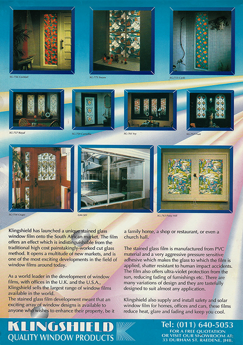 stained glass window film by Klingshield
