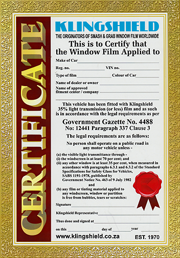 Legal film certification